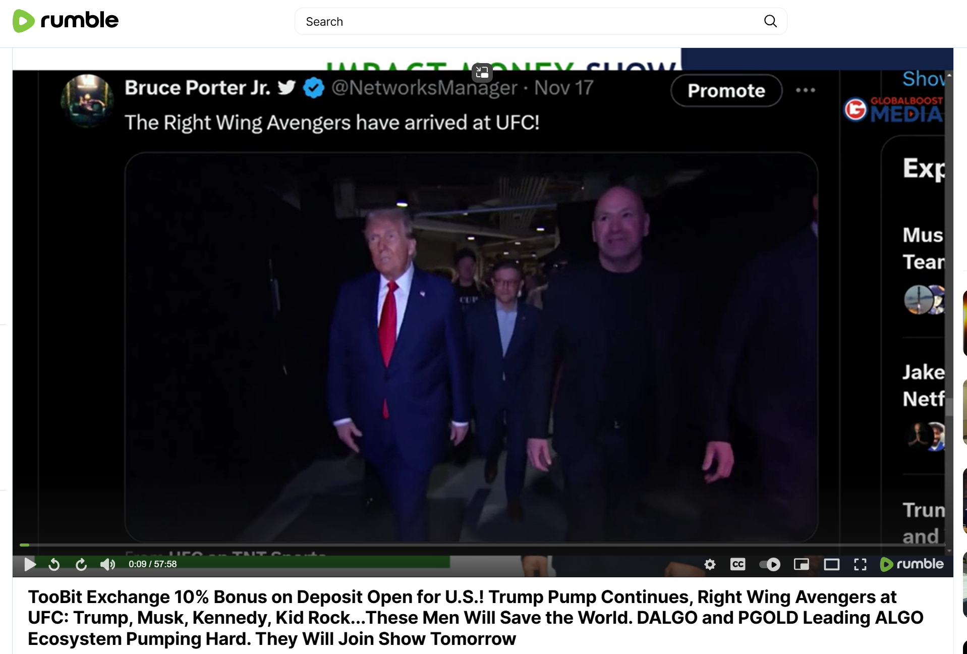 TooBit’s 10% U.S. Deposit Bonus, Trump Pump, Right Wing Avengers at UFC, DALGO and PGOLD Surge